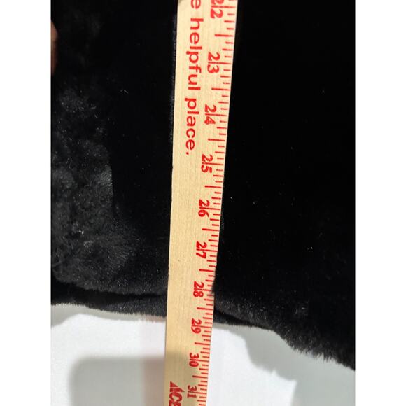 Jones New York Black Faux Fur Coat Jacket Sz S hood mid length Romantic Party - Picture 6 of 13